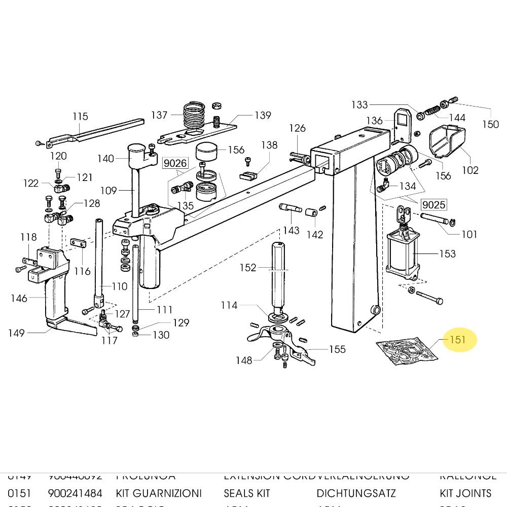 Seal Kit for Tilting Post Cylinder Corghi A2010, A2015, A2020, A2025 | 900241484