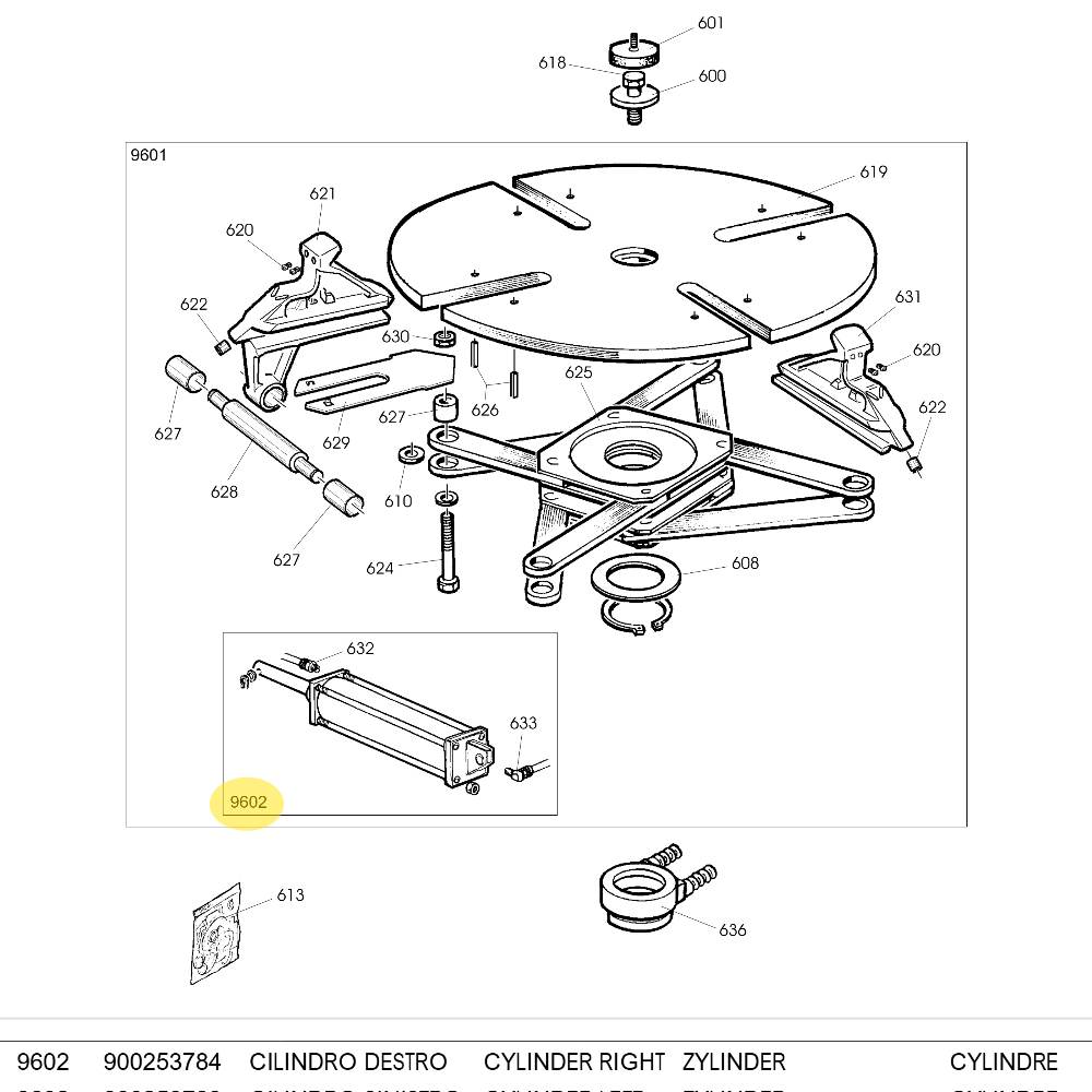 Clamping Cylinder Right Corghi A2000, A2005, A2010, A2015, A2020 | 900253784