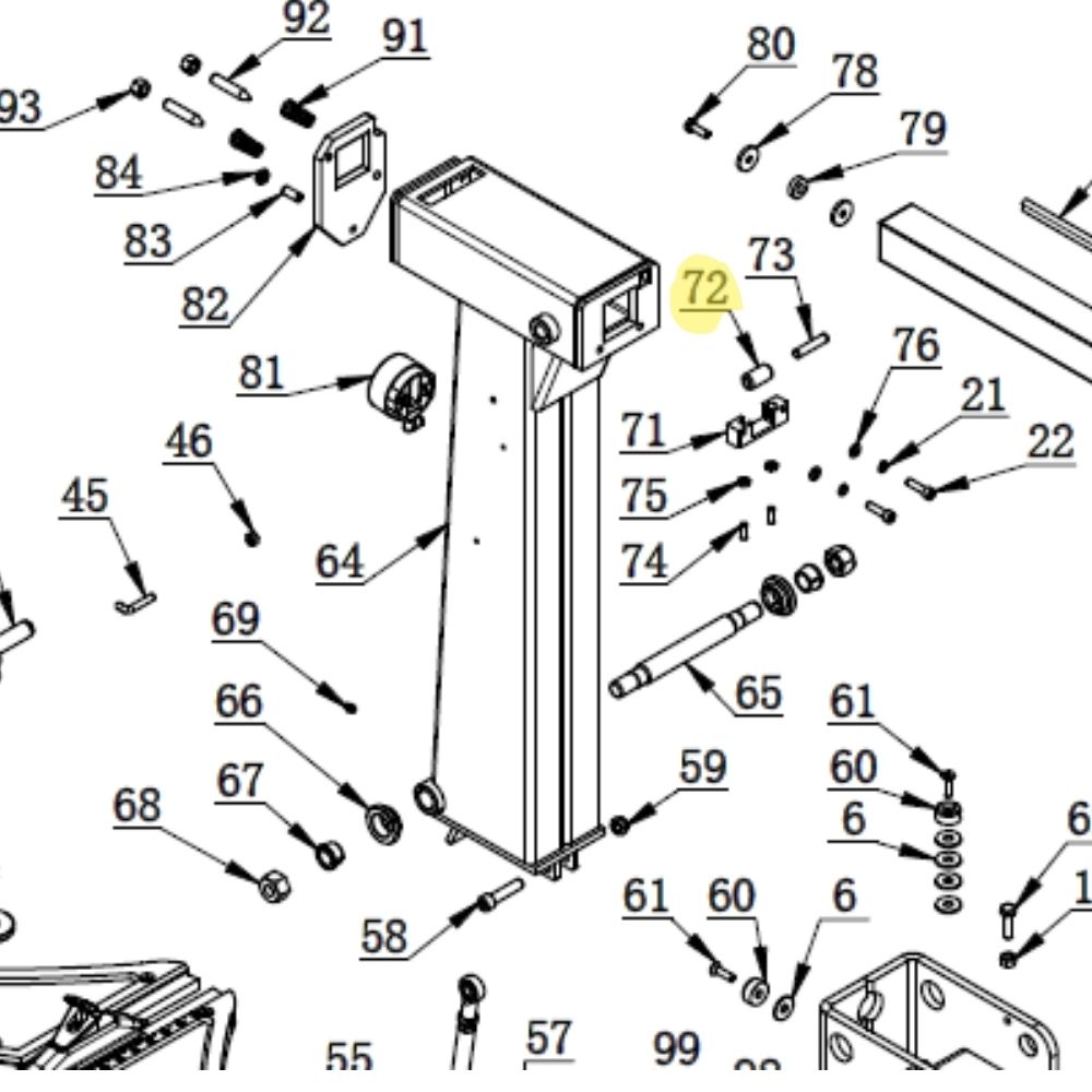 Tube for mounting mast pedestal Bright 885C, 887A, 887N, 887S-897 | C-7C-1000005