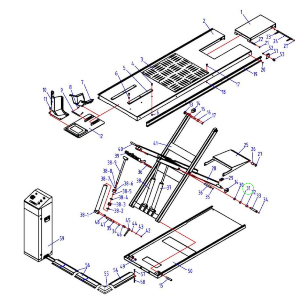 Beilagscheibe für Bolzen Scherenmitte  für TRUSTERS / REMO POWERLIFT600LL