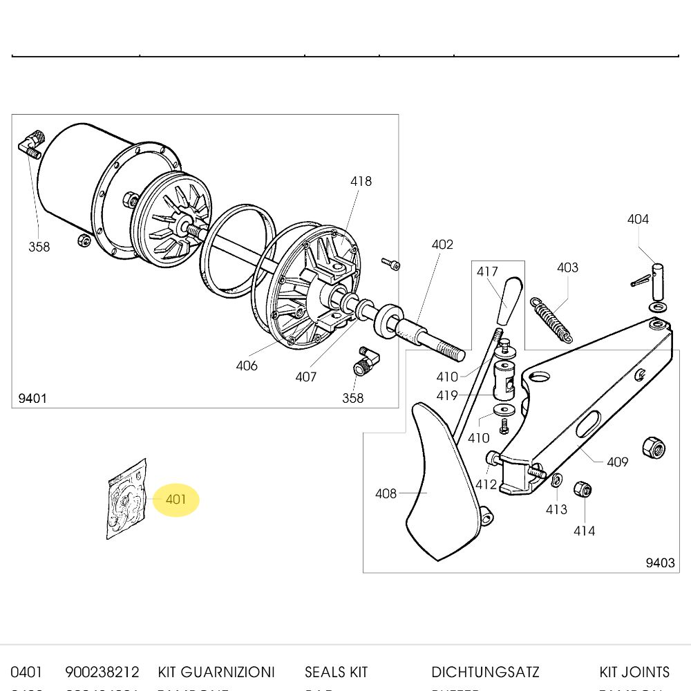 Seal Kit for Bead Breaker Cylinder Ø186 Corghi A2000, A2005, A2010 | 900238212