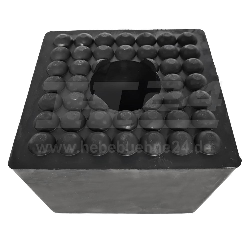 Gummiklotz für Slift Hebebühnen » oben: 120 x 120 mm, unten: 100 x 100 mm, Höhe: 80 mm