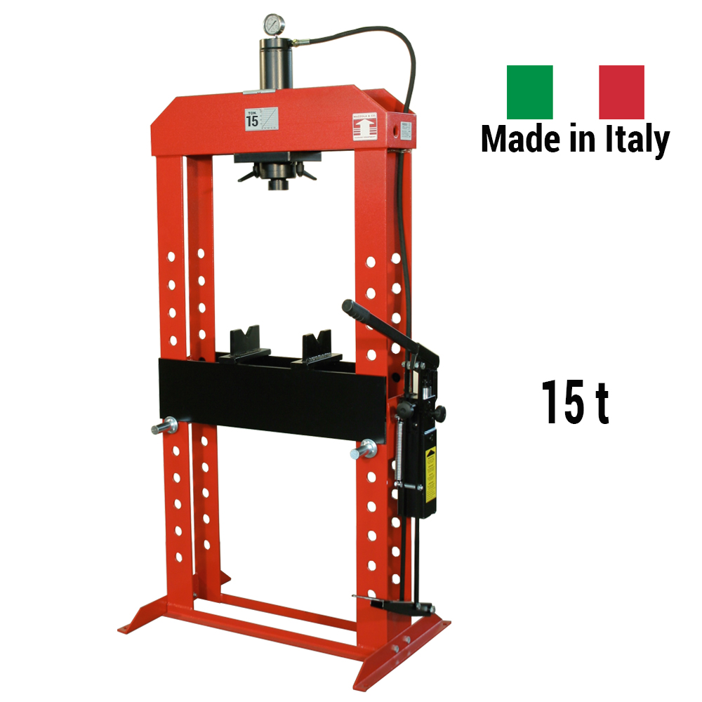 Werkstattpresse von Mazzola W15PM » 15 t Presskraft » Pumpe mit Handbetätigung » Made in Italy