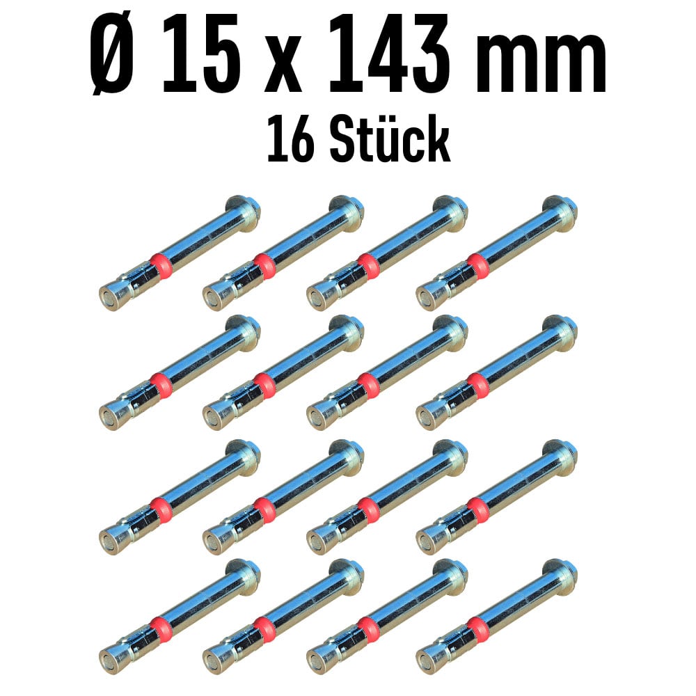Schlaganker-Satz für Ravaglioli KPX 337 (16 Stück),  Ø15 mm x 143 mm lang, Fixanker / Schwerlastanker / Dübel