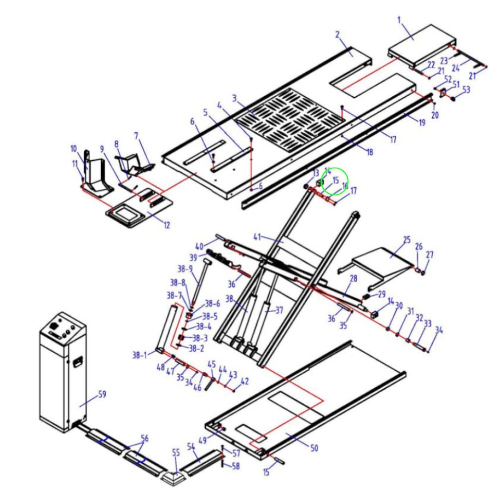Befestigungsbolzen für Schere oben für TRUSTERS / REMO POWERLIFT600LL