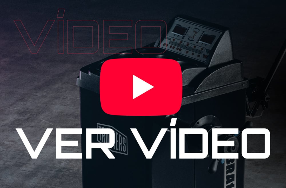 Icono rojo de reproducción de YouTube sobre una máquina oscura, con el texto grande en blanco VER VÍDEO en primer plano