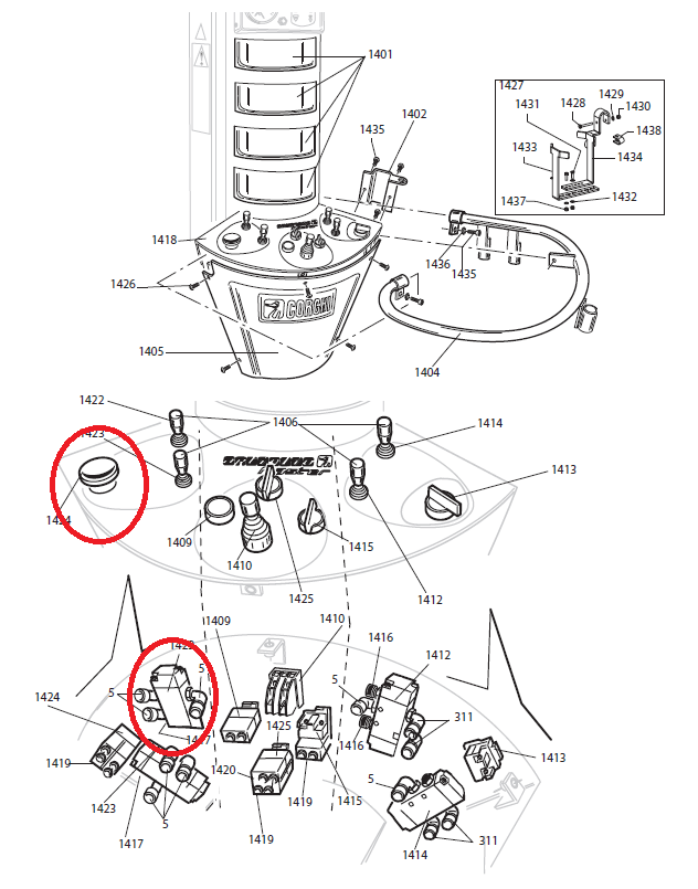 Druckknopf mit Innenleben für Corghi Artiglio Master 26