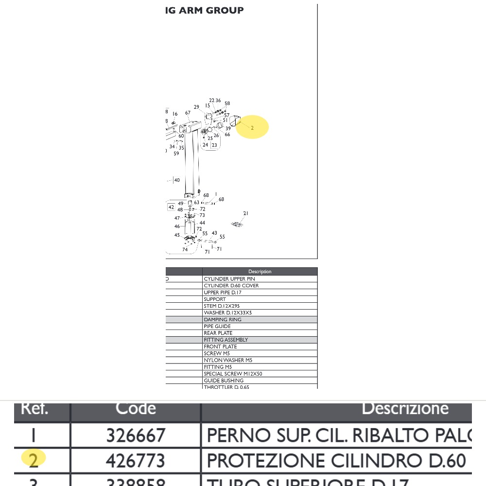 Cylinder cover tilting column Mondolfo Ferro AS924 | 426773