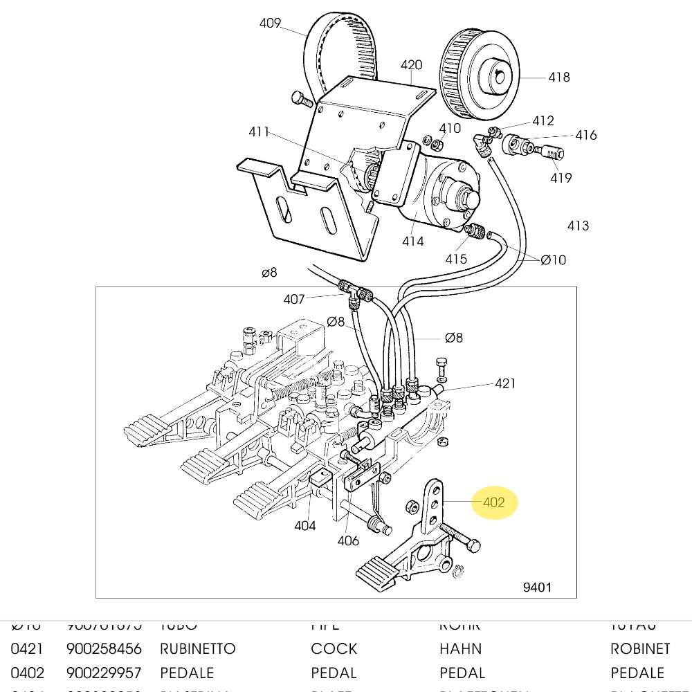 Pedal air motor left Mondolfo Ferro AS914, AS963 | 229957