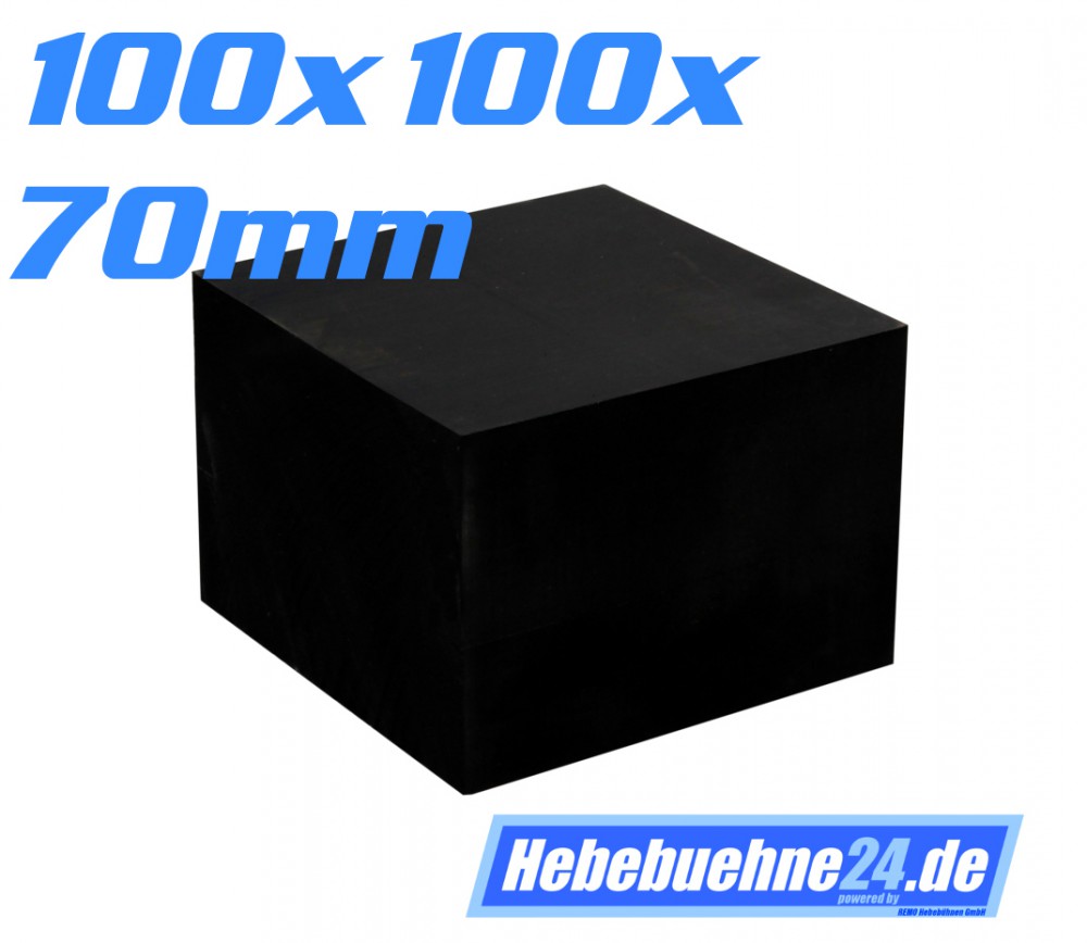 Rubber block for lifting platforms, solid rubber, dimensions: 100 x 100 x 70 mm