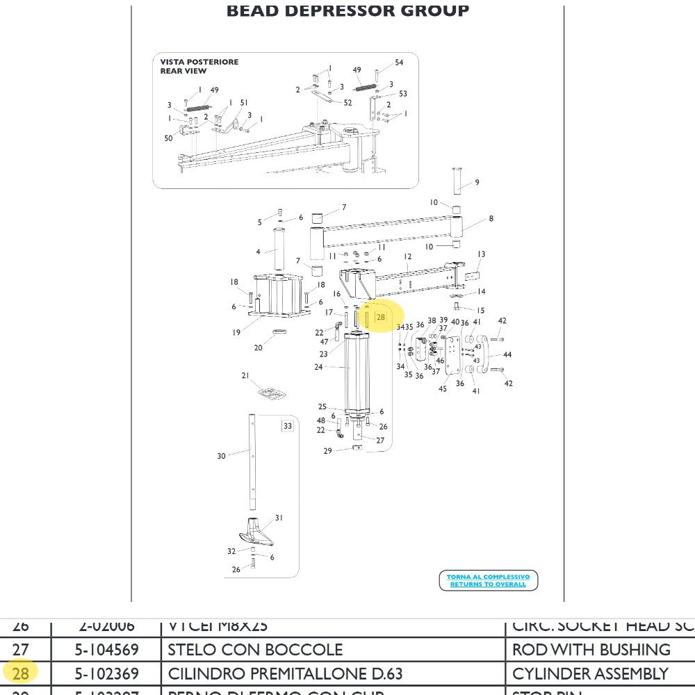 Bead pressing cylinder 63 mm Mondolfo Ferro AQUILA TORNADO | 5-102369