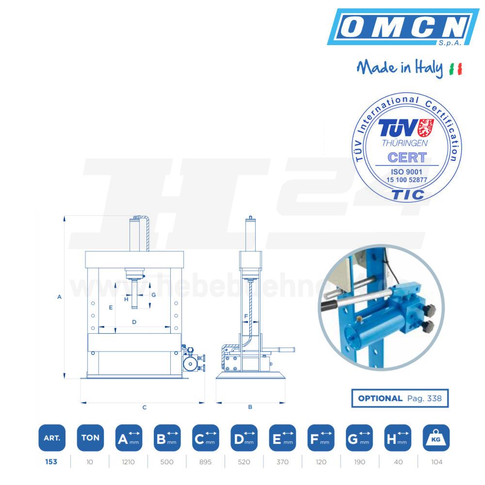 Werkstattpresse / Tischpresse OMCN 153 » 10t » Handpumpe