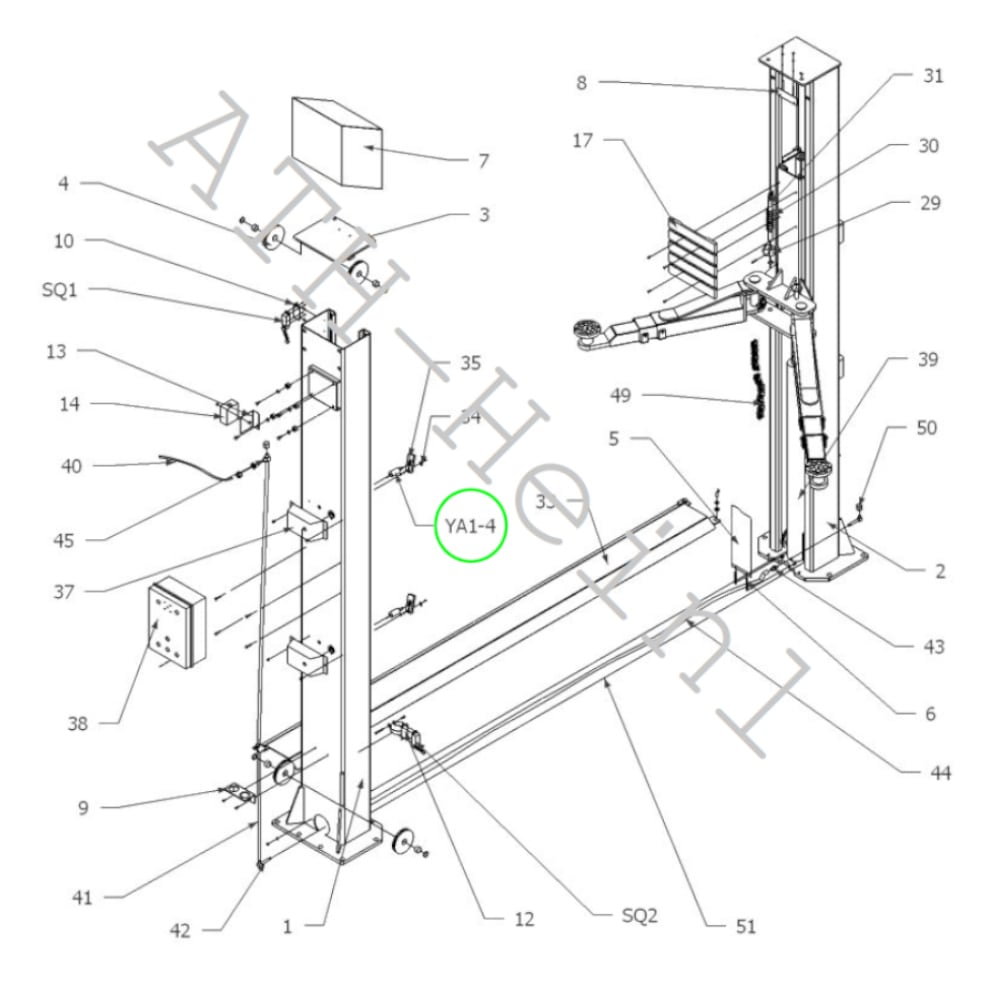 Elektromagnet für Sicherheitsraste für ATH 2-Säulenhebebühnen