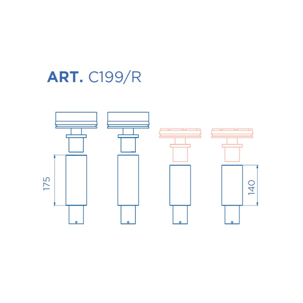Erhöhung um 140 + 175 mm für OMCN 199/ALFA, 199/BETA, 199/R, 199/RL, 199/RX, 199/RY | Set