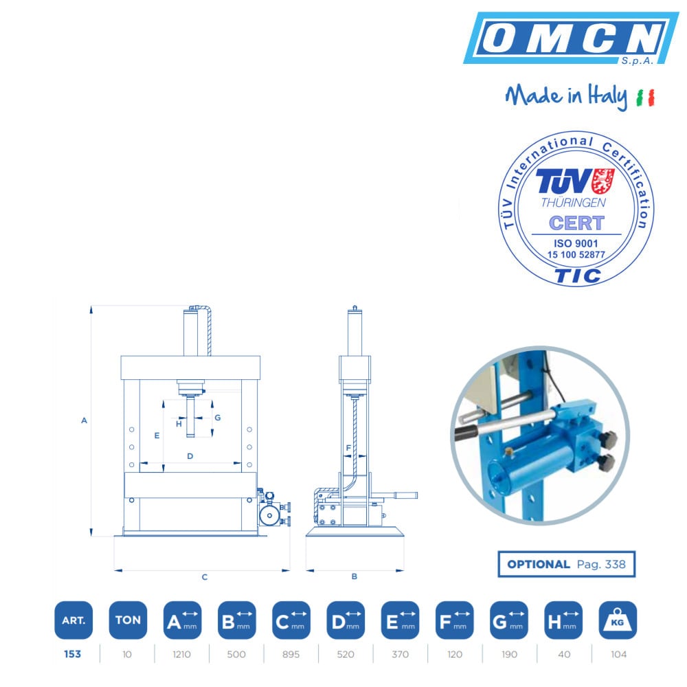 Werkstattpresse / Tischpresse OMCN 153 » 10t » Handpumpe
