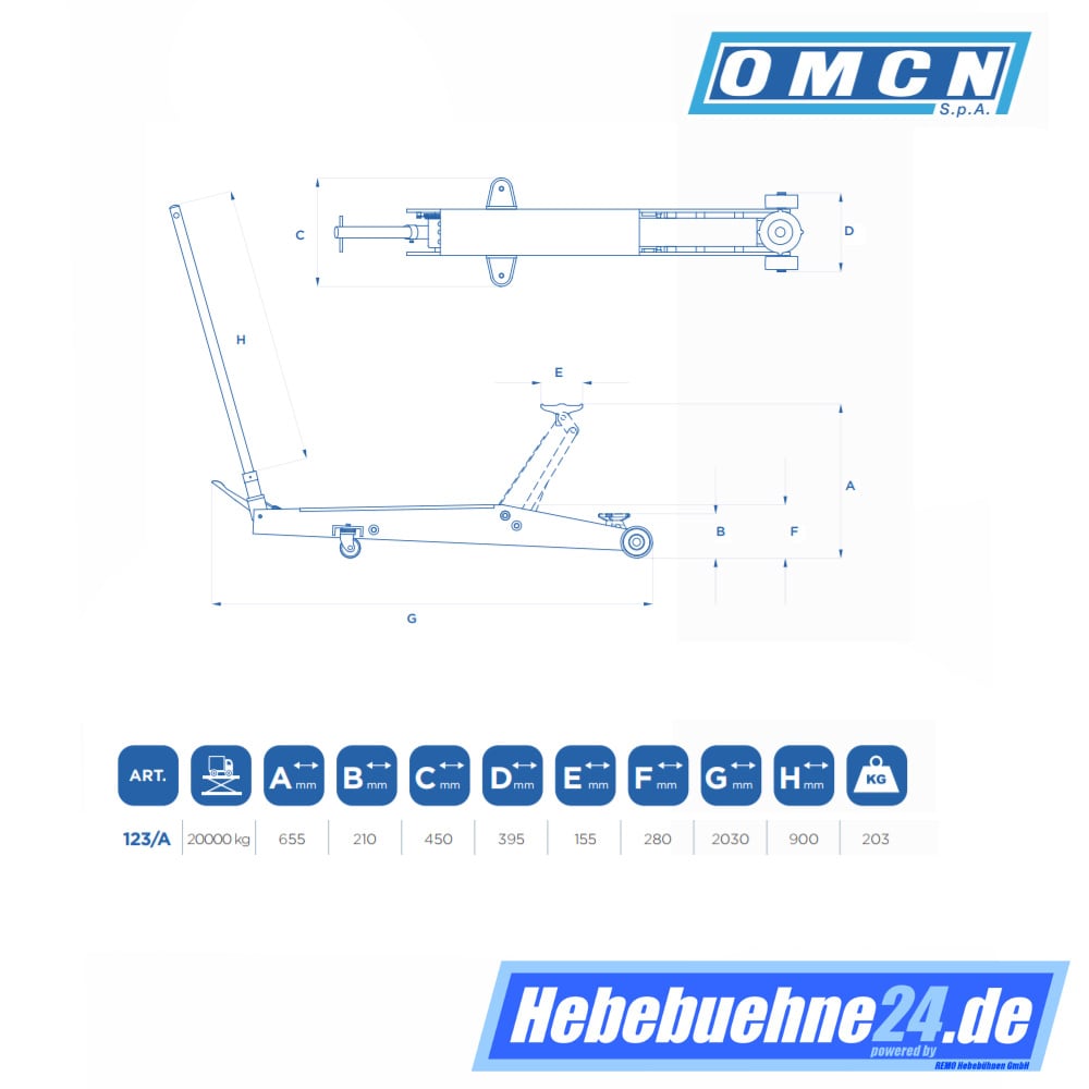 Rangierwagenheber 20 t Tragkraft » OMCN ART. 123/A
