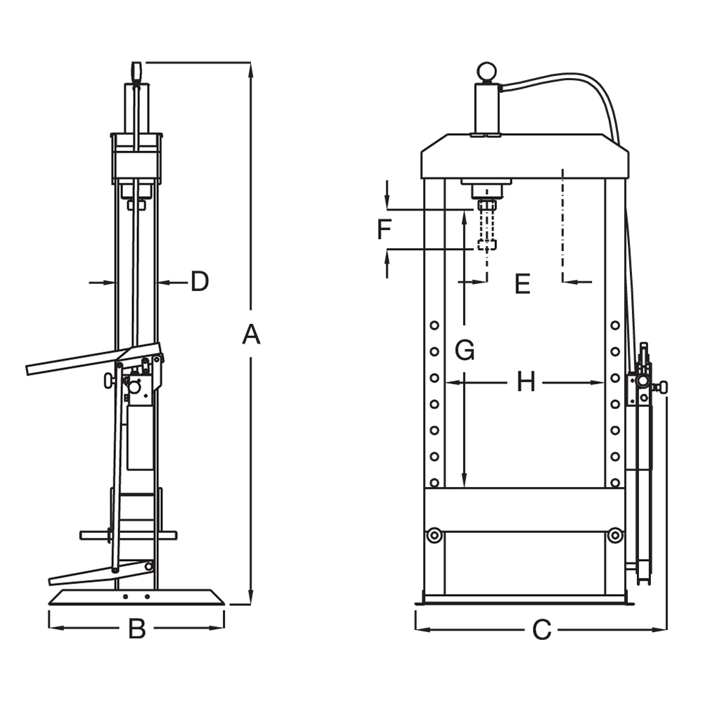 Werkstattpresse von Mazzola W15PM » 15 t Presskraft » Pumpe mit Handbetätigung » Made in Italy