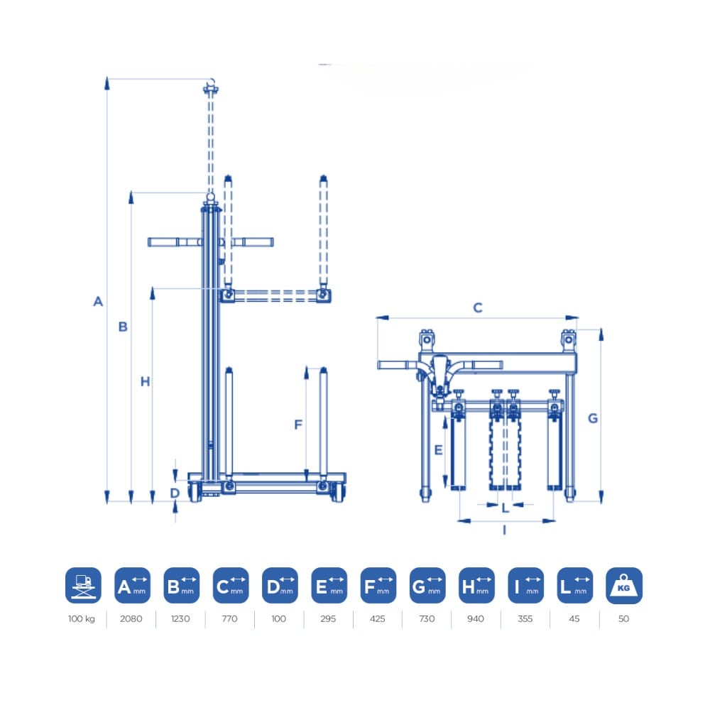 OMCN SIF/XR Radlift » Radmontagewagen » Tragkraft 100 kg