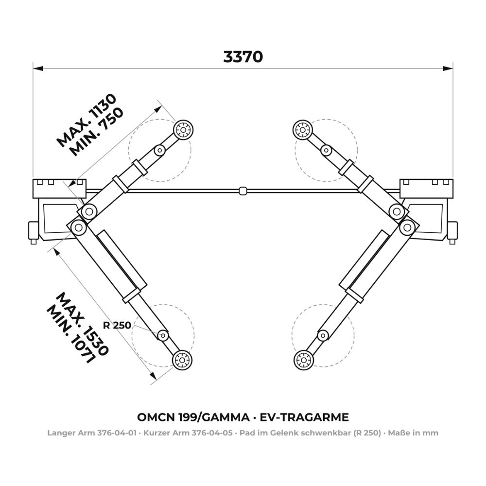 OMCN 199/GAMMA-EV | 2-Post Lift 3.5t | Articulated EV Arms