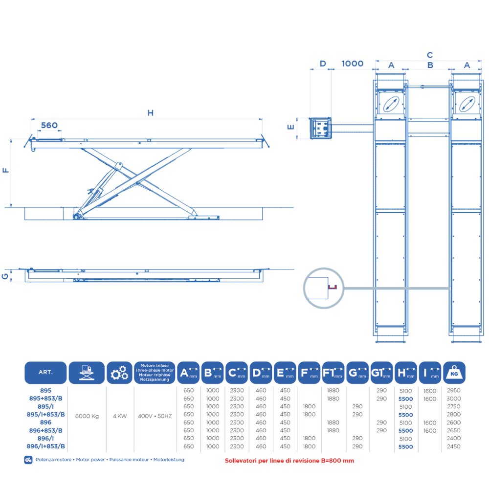OMCN 896/I+853/B | Scissor Lift 6t | Play Detector In-ground 5500 mm