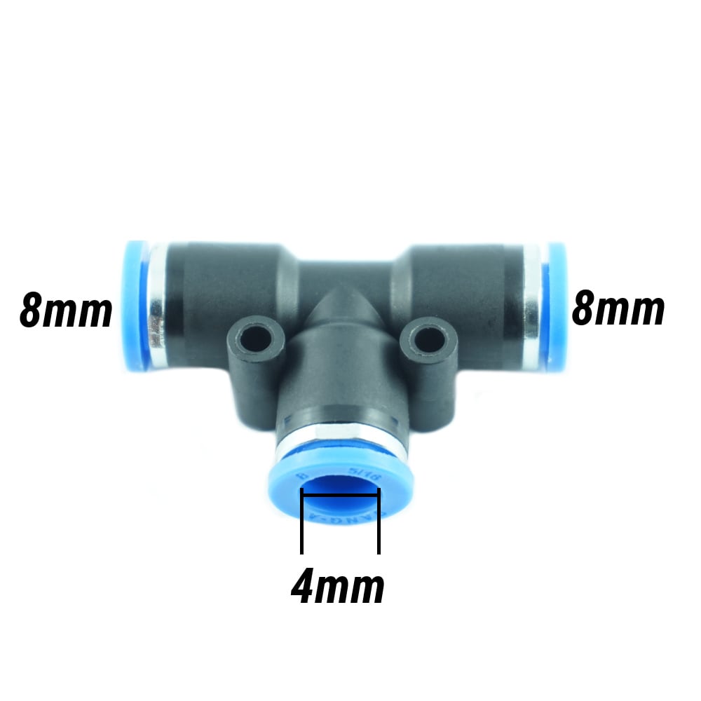 Pneumatikverbindung | T-Verbindung Ø 8 mm + 8 mm + 4 mm
