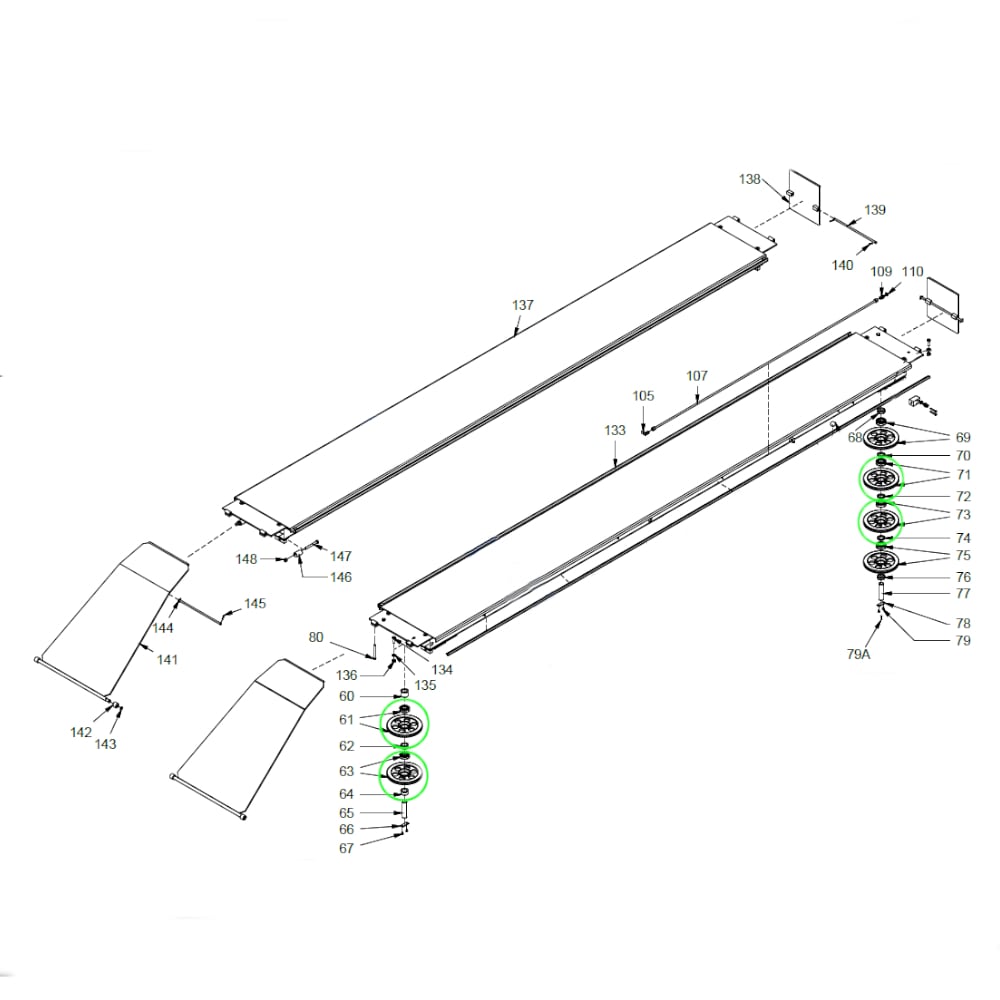 1-Rilliges Riemenrad für OMCN 4-Säulenhebebühnen