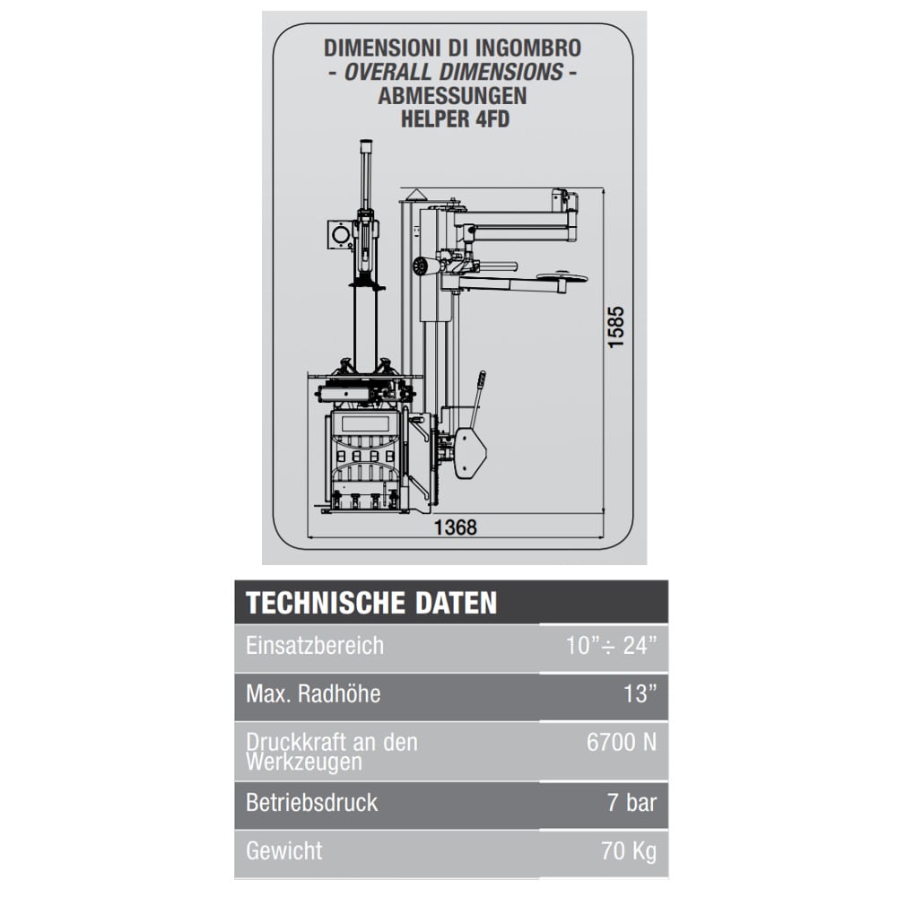 Hilfsarm für Reifenmontiermaschine, Corghi SP300
