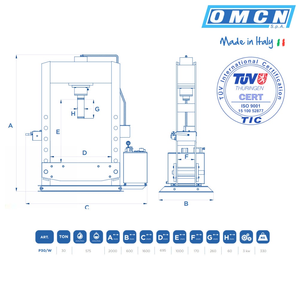 Hydraulikpresse 30t » OMCN P30/W » Elektrohydraulisch