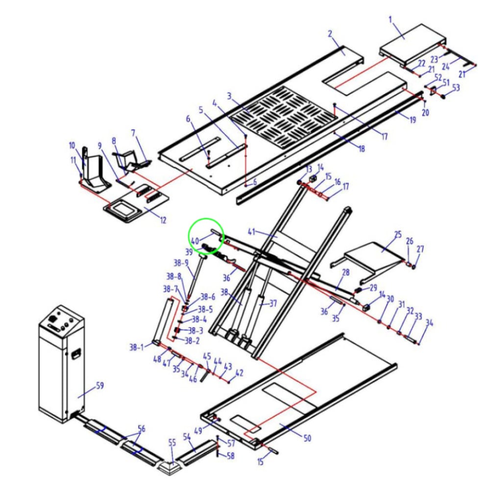 Befestigungsbolzen für Schere oben (Aggregat Seite) für TRUSTERS / REMO POWERLIFT600LL