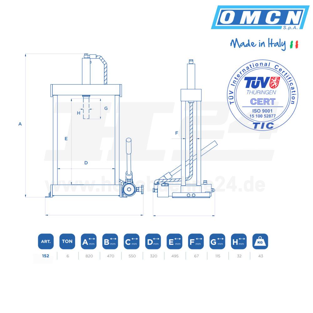 Werkstattpresse/Tischpresse 6t » OMCN 152 » Handpumpe