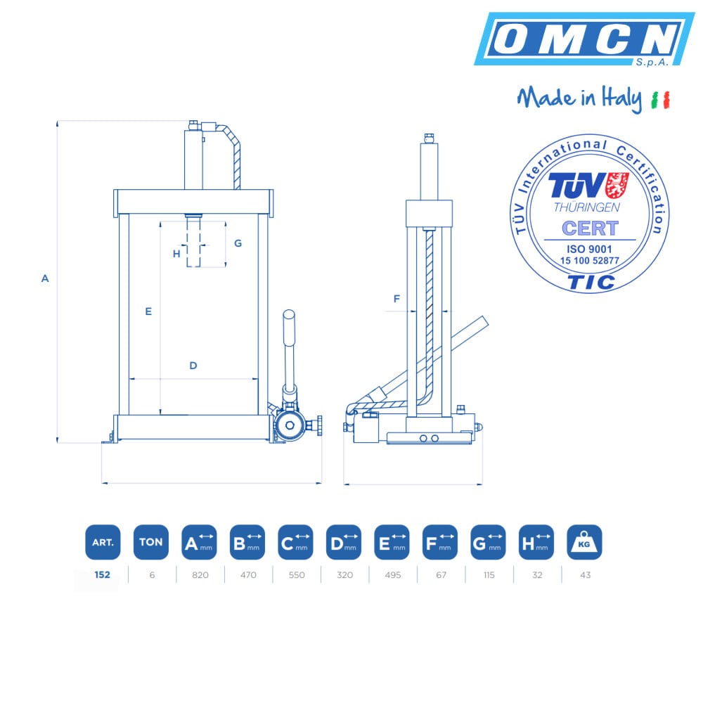 Werkstattpresse/Tischpresse 6t » OMCN 152 » Handpumpe