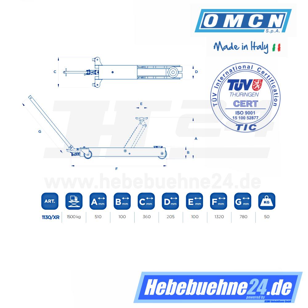 Rangierwagenheber 1,5 t Tragkraft » OMCN ART. 1130 XR