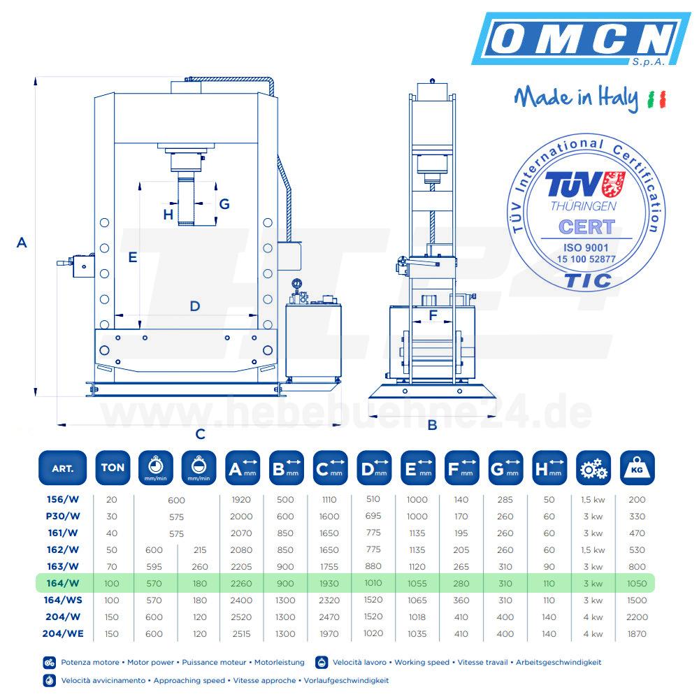Hydraulikpresse 100t » OMCN 164/W » Elektrohydraulisch