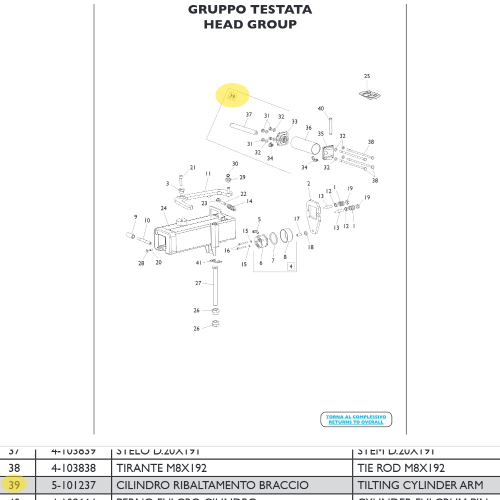 Tilting cylinder for arm Mondolfo Ferro AQUILA AUDAX | 5-101237