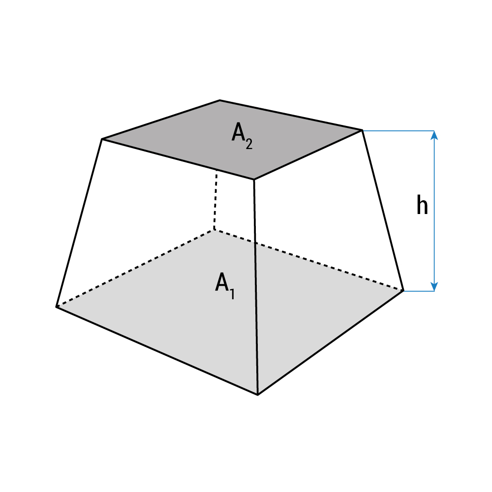 Gummklotz-Pyramide » unten: 150x150mm, oben: 112 x 112 mm » Höhe: 70 mm