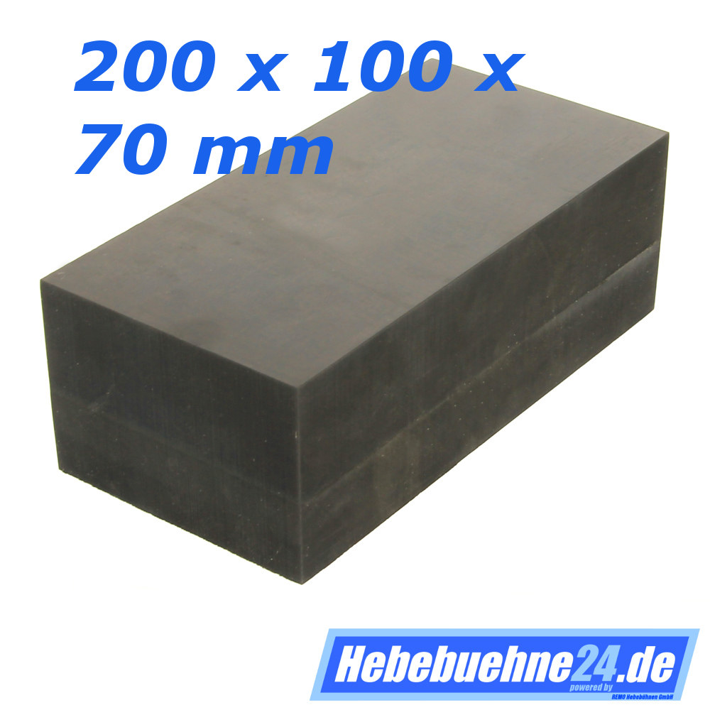 Rubber block for car lifts, solid material, dimensions: 200 x 100 x 70 mm