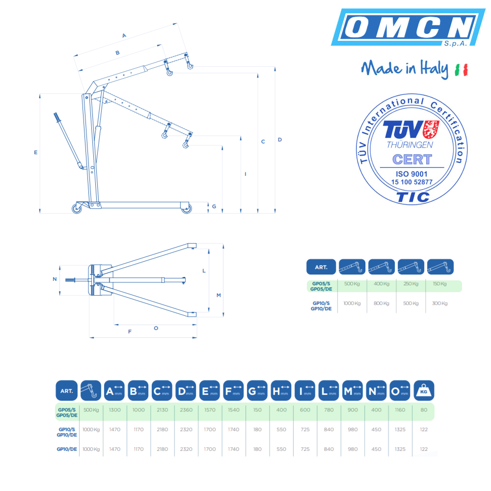 Faltbarer Werkstattkran OMCN GP05/DE | 500 kg