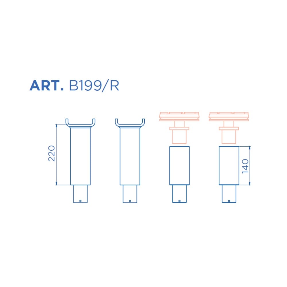 Erhöhung um 140 + 220 mm für OMCN 199/ALFA, 199/BETA, 199/R, 199/RL, 199/RX, 199/RY | Set