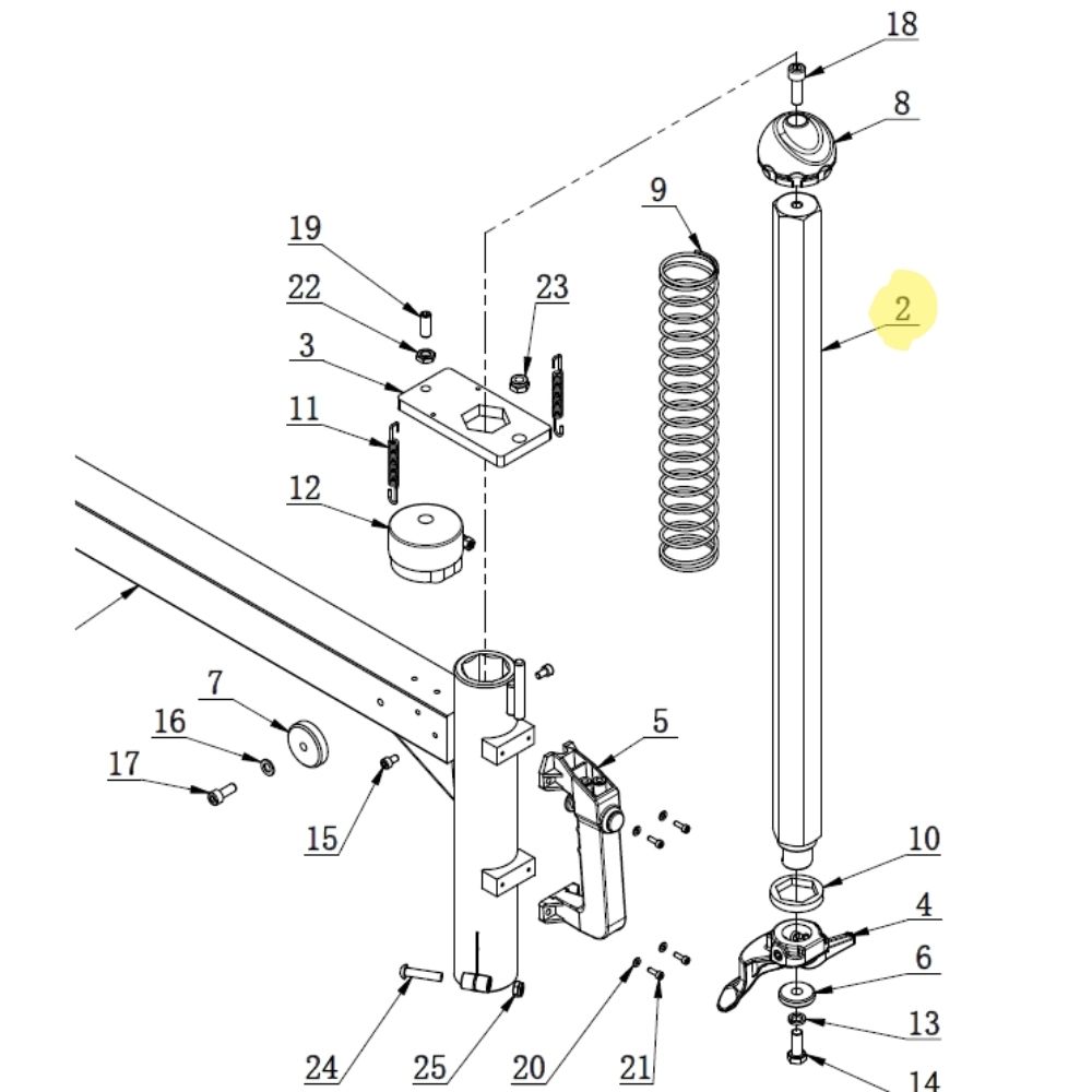 Hexagon shaft for mounting mast for tyre changer Bright 887A-889N | C-80-1300001