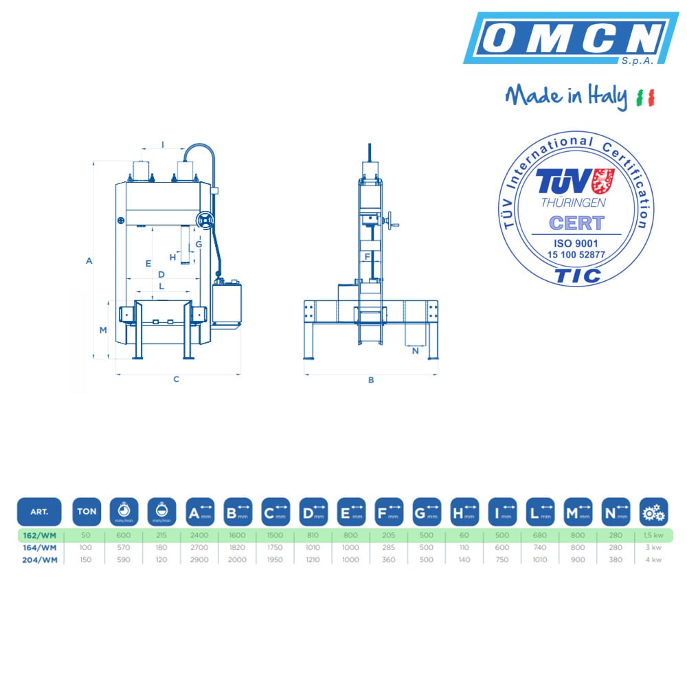 Portalpresse 50t » OMCN 162/WM » Mit beweglichem Tisch